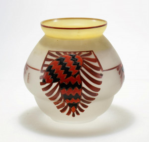 Image for Lot Leune - Enameled Frosted Art Glass Vase, 1930