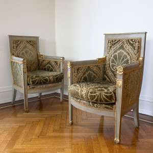 Image for Lot Empire Style Bergères, Pair