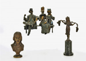 Image for Lot F. Barbedienne Bust, Peasant Girl and Group