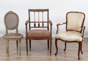 Image for Lot 19th C. Carved Wood/Upholstered Cane Chairs