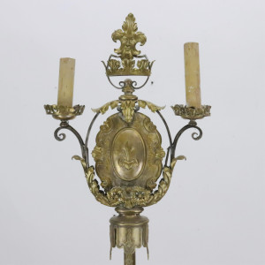 Image for Lot Renaissance Revival Brass Iron Floor Lamp