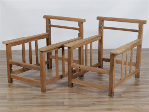 Image for Lot Pair Mid Century Oak Armchairs