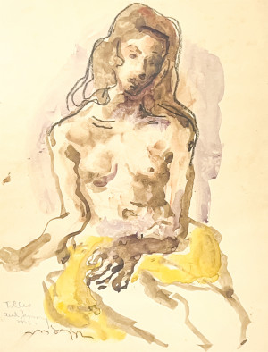 Image for Lot Moses Soyer - Untitled (Seated Partial Nude)