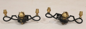 Image for Lot Pair Gilbert Poillerot Style Black Brass Sconces