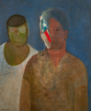 Image for Lot Jo Anne Schneider - Two Men and a Flag
