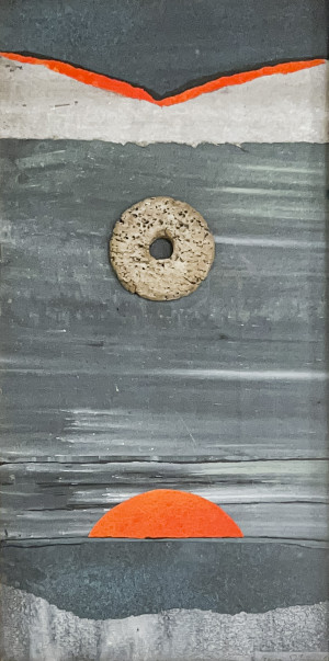 Image for Lot Elsa Schmid - Untitled (Blue, Gray, and Orange Composition)