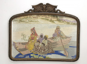 Image for Lot Berlin Silkwork Tapestry L 19th C On the River