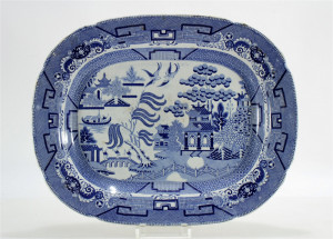 Image for Lot Blue and White Willow Ware Platter