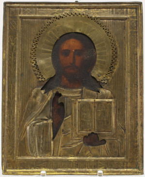 Image for Lot Russian Icon, 'Christ Pantocrator', Late 19th C.
