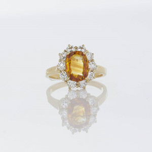 Image for Lot Golden Ceylon Sapphire and Diamond Ring