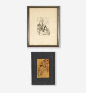 Image for Lot Various Artists - Group, (2) two works, Surrealist drawing and Dali etching