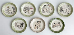 Image for Lot Seven Erotic Painted Dinner Plates