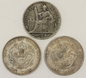 Image for Lot Three Antique Chinese Silver Coins