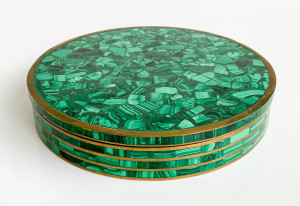 Image for Lot Malachite and Gilt Metal Mounted Round Box