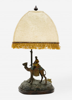 Image for Lot After Franz Bergman - Austrian Cold-Painted Bronze Figural Lamp
