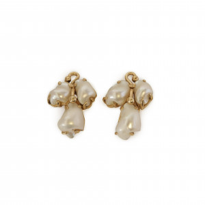 Image for Lot Pair of Natural Baroque Pearl Earrings