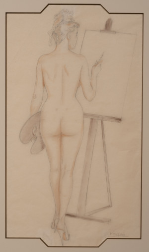 Image for Lot Alberto Vargas - Nude Standing at Easel