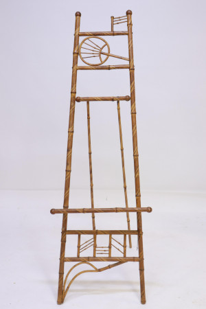 Image for Lot Vintage Bamboo Floor Easel With Faux Decoration