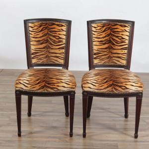Image for Lot Pair of Wood/ Upholstered French Style Side Chairs