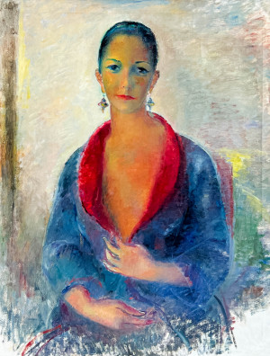 Image for Lot Clara Klinghoffer - Young Woman In Blue Dressing Gown