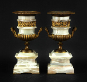 Image for Lot Pair of Classical Style Ormolu & Onyx Urns