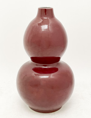 Image for Lot Large Chinese Porcelain Copper Red Double Gourd Vase