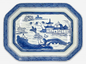 Image for Lot Chinese Style European Blue and White Porcelain Tray