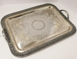 Image for Lot Victorian Silverplate Tea Tray, 19th C