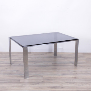 Image for Lot Modernist Steel & Smoked Glass Coffee Table