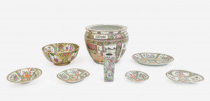 Image for Lot Group of 8 Chinese Porcelain Famille Rose Dishes and Vessels