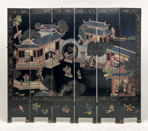 Image for Lot Chinese Coromandel Lacquer Six-Fold Screen