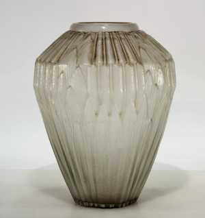Image for Lot A. Hunnebelle - Molded Glass Cattail Vase, 1930