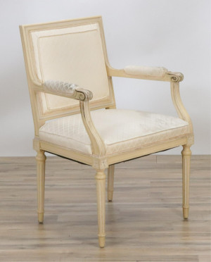 Image for Lot Louis XVI Style Cream Painted Fauteuil