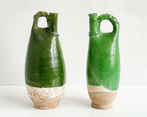 Image for Lot Chinese Liao Style Dark Green Glazed Ceramic Flasks