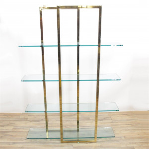 Image for Lot 1970s Brass Coated Metal Etagere