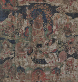 Image for Lot Tibetan Thangka of Heavenly King 18th/19th C