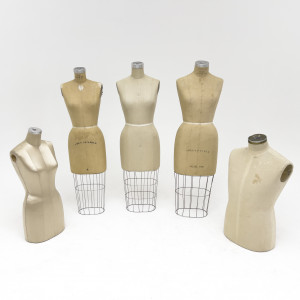 Image for Lot Geoffrey Beene Muslin Covered Studio Mannequins, Group of 5