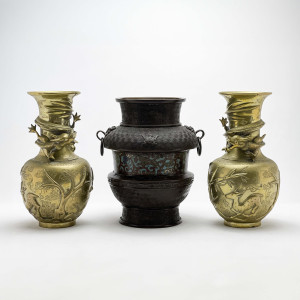 Image for Lot Chinese - Brass and Bronze Vases, Group of 3
