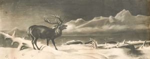 Image for Lot Unknown Artist - Elk in a Winter Landscape