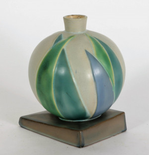 Image for Lot Roseville - Futura Pottery Vase, Lotus Leaf, 1930