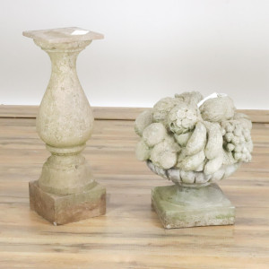 Image for Lot Cast Cement Fruit Basket Pedestal