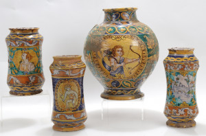 Image for Lot 4 Majolica Pottery Jars; Sicilian Albarelli 17th