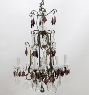Image for Lot Louis XV Style Amethyst & Clear Glass Chandelier