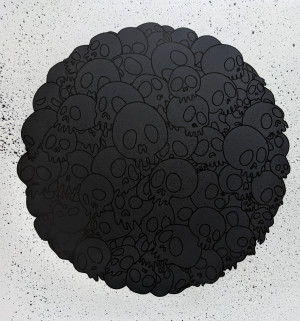 Image for Lot Takashi Murakami Black Flowers Round (TM/KK for BLM)