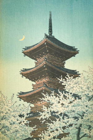 Image for Lot Hasui Kawase - Spring Dusk at the Tosho Shrine in Ueno