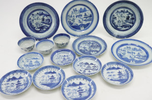 Image for Lot 19th C. Chinese Willow Pattern Dishes