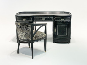 Image for Lot Bernhard Ludwig Black Cerused Oak Desk & Chair