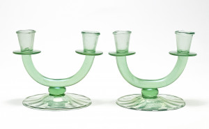 Image for Lot Pair of Seguso Italian Soffiato Glass Candelabra