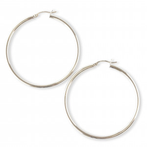 Image for Lot Pair of 14K White Gold Hoop Earrings