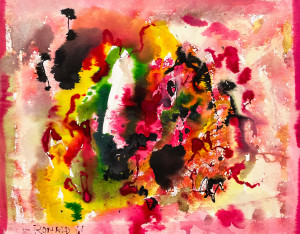 Image for Lot William Ronald - Untitled (Abstract in Fuchsia, Black, and Yellow)